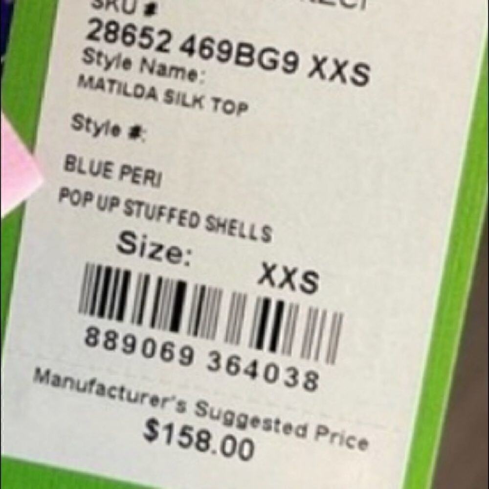 NWT Lilly PulitzerĀ Matilda 100% SilkāTop Womens XXS Blue Peri Pop UpāShells - Picture 8 of 9